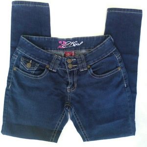 ~HP 2Kool Stretchy Dark Denim Skinny Jean Pants w/Gold Threadwork Nautical Butto